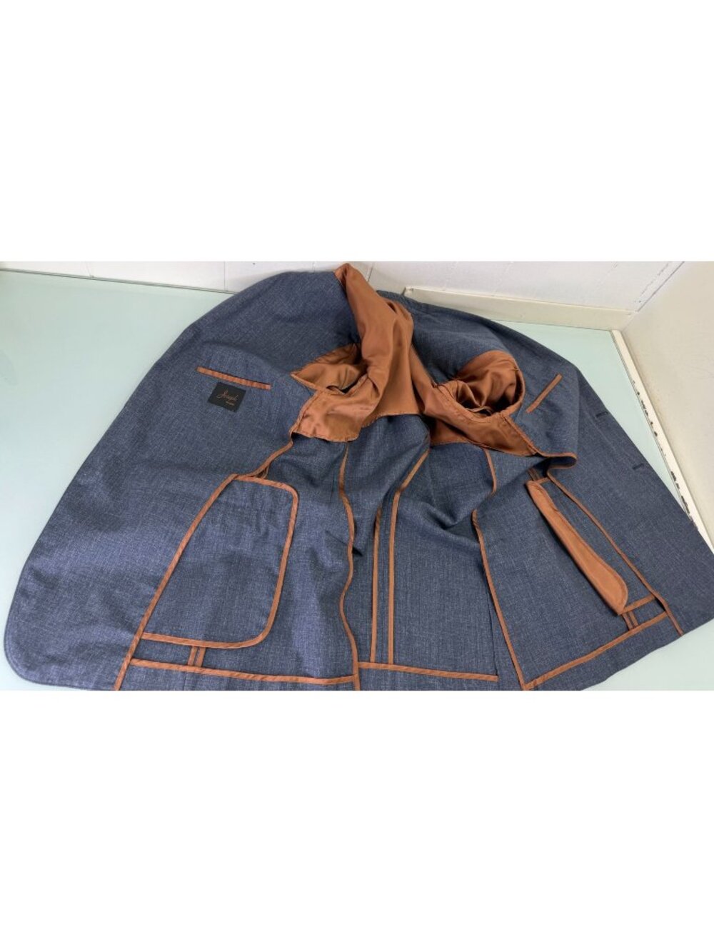 Jos A Bank Unstructured Blazer Jacket Men 40R Chambray Wool Double Vent 2 Button